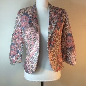 🔴 Bar III Southwest Aztec Print Blazer 3/4 Sleeve